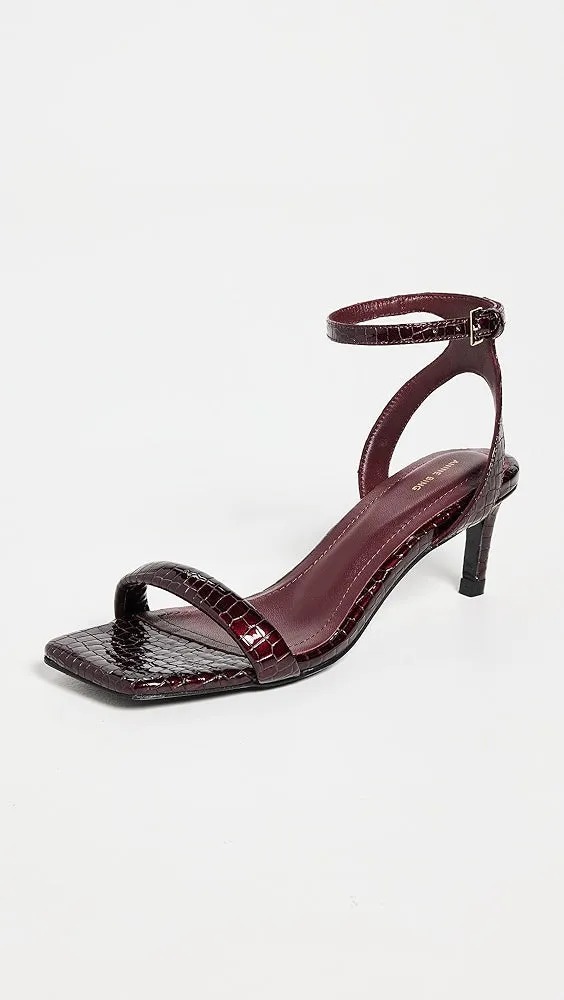 Anine Bing Cora Sandals in Burgundy Small Embossed
