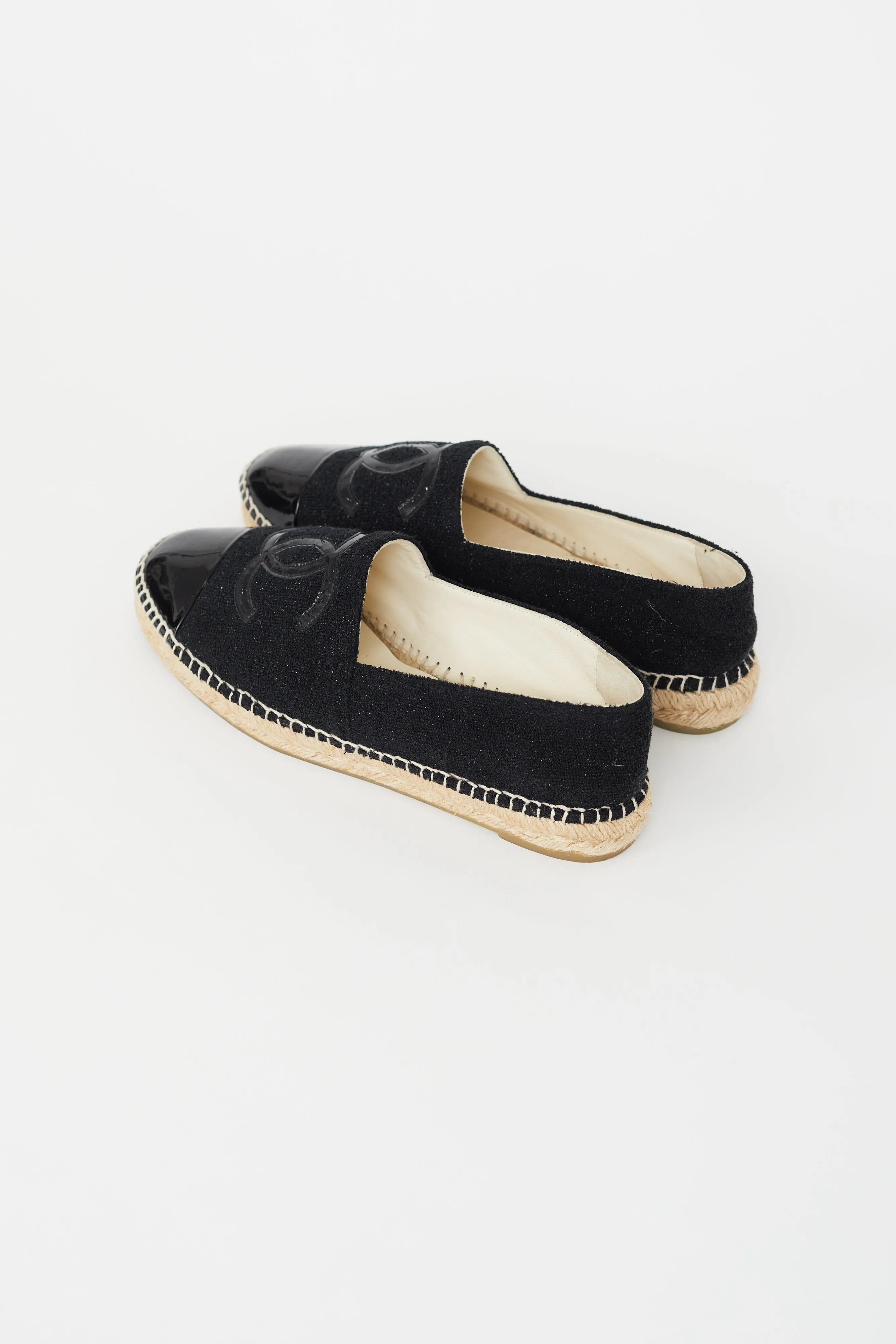 Black Metallic Knit & Patent Espadrille Flat