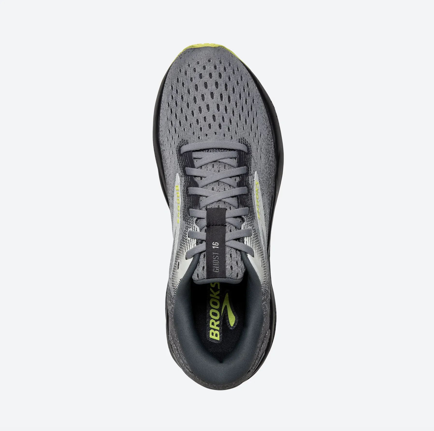 Brooks Mens Ghost 16- Primer/Grey/Lime (1104181D040)