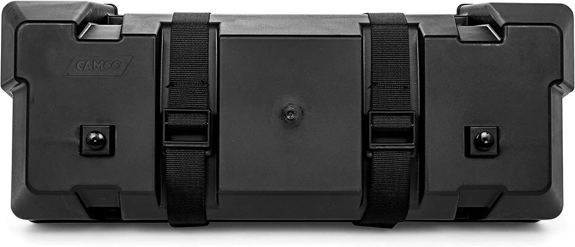 Camco Double Battery Box | Safely Stores RV, Automotive, and Marine Batteries | Features a Heavy-Duty Corrosion-Resilient Polymer Construction and Measures inside 21-1/2" X 7-3/8" X 11-3/16" (55375)