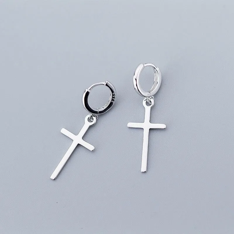 Cross Earring | Cross Huggie Hoop Earring | Cross Pendant Earring | Dainty Cross Charm | Religious Earring Cross Hoop | Street Style Earring