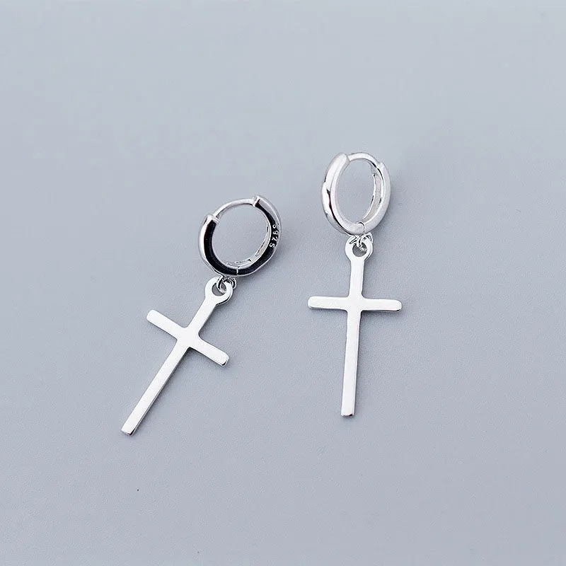 Cross Earring | Cross Huggie Hoop Earring | Cross Pendant Earring | Dainty Cross Charm | Religious Earring Cross Hoop | Street Style Earring