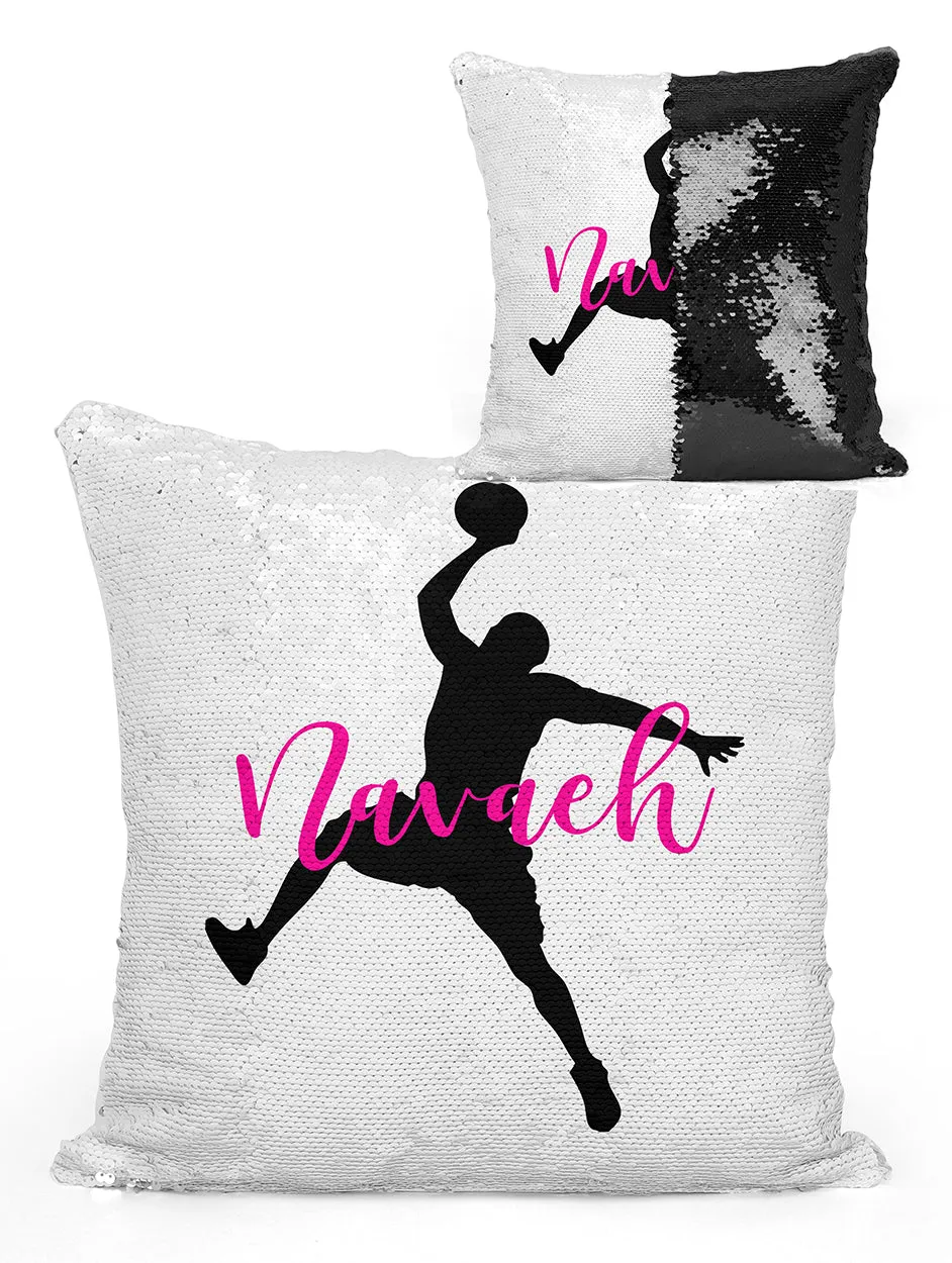Custom Personalized BASKETBALL PLAYER Sequin Mermaid Flip Pillow