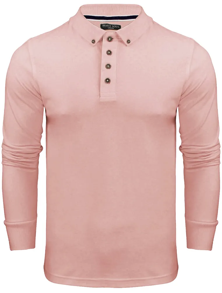 Howell Long Sleeve Polo Shirt in Pink