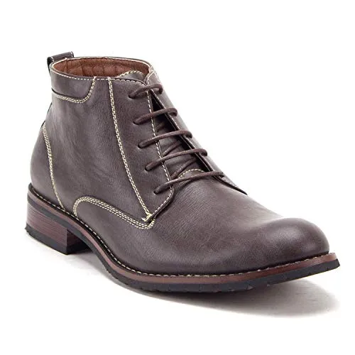 Jazamé Men's 917131 Distressed Round Toe Lace Up Ankle High Chukka Dress Boots