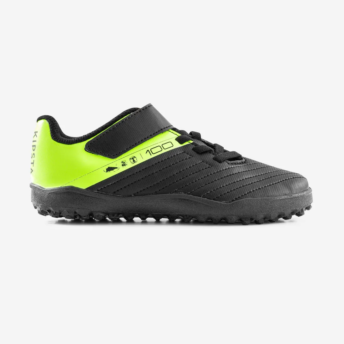 Kids' Rip-Tab Turf Football Boots 100 Easy TF - Black/Yellow