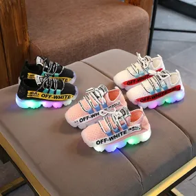 Kids Shoes With Lights New Spring Autumn Printed Toddler Boys Glowing Sneakers Led Sneaker Children Sports Shoes for Baby Girls