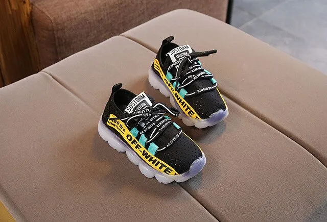 Kids Shoes With Lights New Spring Autumn Printed Toddler Boys Glowing Sneakers Led Sneaker Children Sports Shoes for Baby Girls