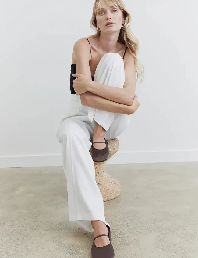 Lea Ballet Flat | Brown Satin