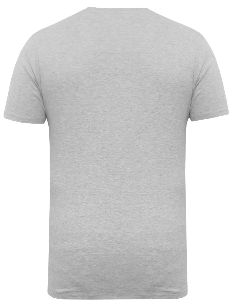 Merry Penguin Novelty Christmas T-Shirt with Chest Pocket In Light Grey Marl