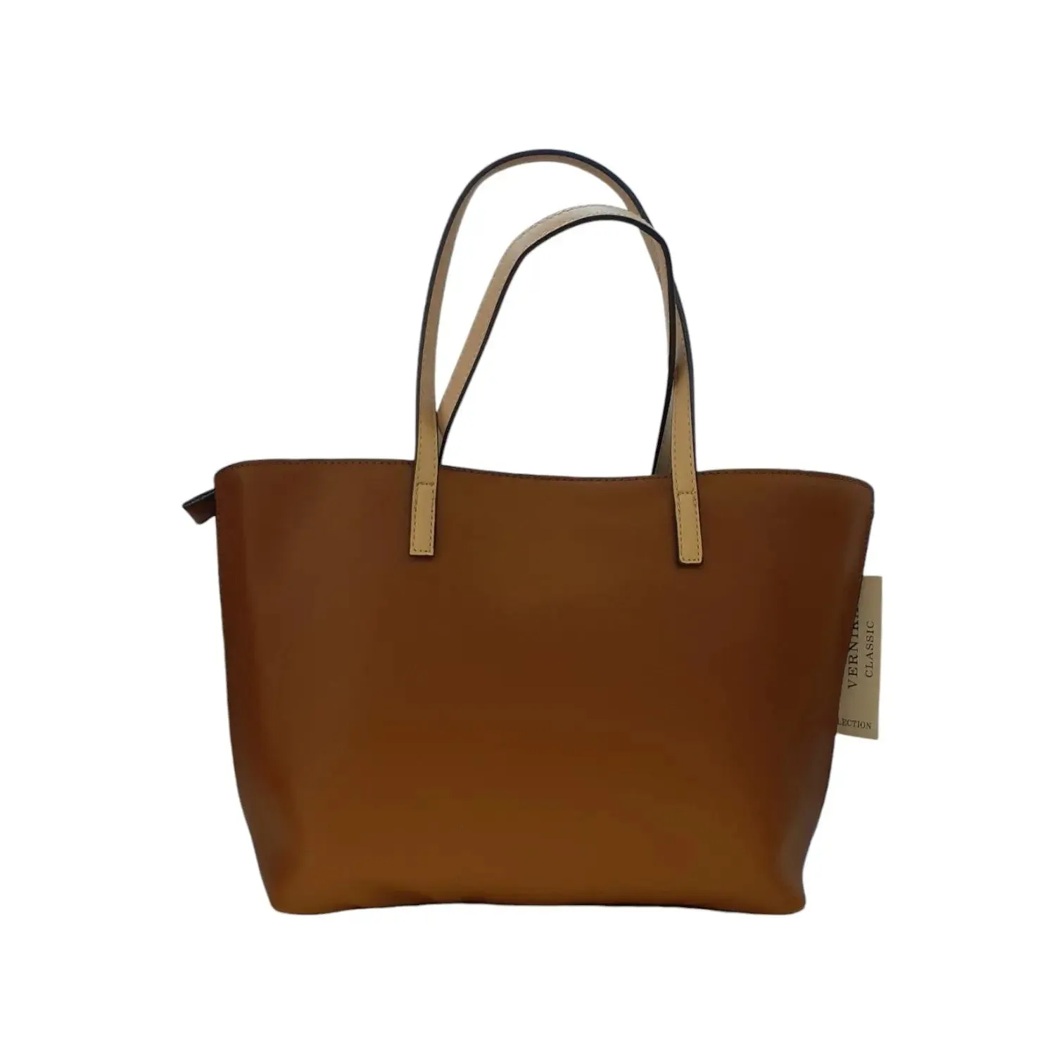 Vernika Minimalist Leather Tote with Dual Handles Tote Bag