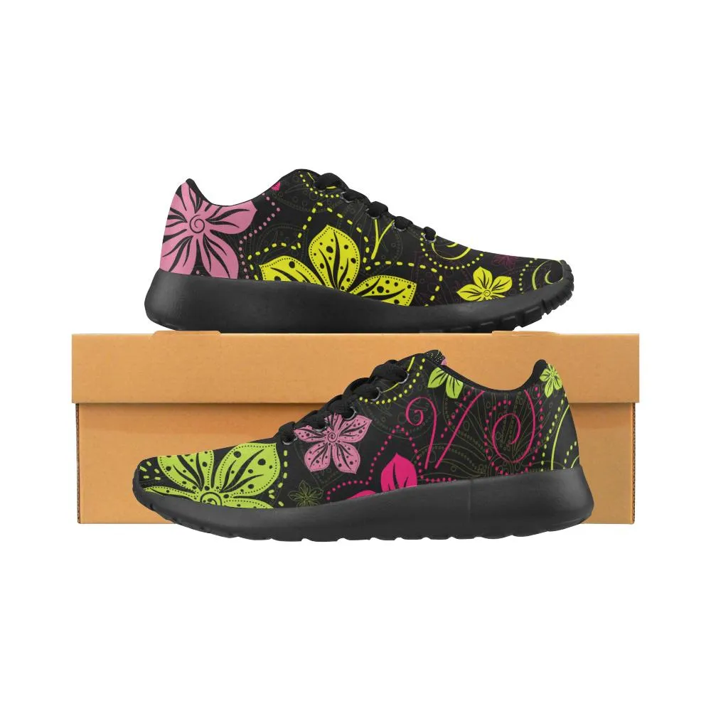 Zenzzle black floral pattern Women's Running shoes Casual Lightweight Athletic Sneakers US size 6-15