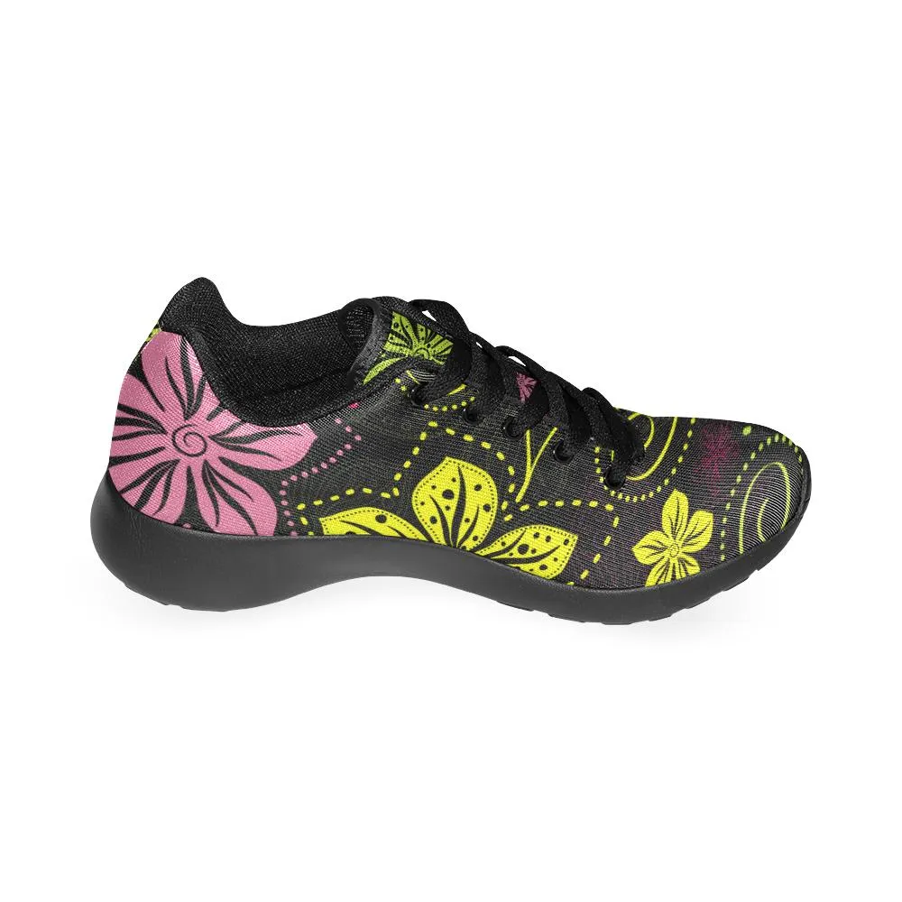 Zenzzle black floral pattern Women's Running shoes Casual Lightweight Athletic Sneakers US size 6-15