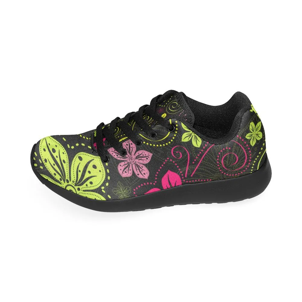 Zenzzle black floral pattern Women's Running shoes Casual Lightweight Athletic Sneakers US size 6-15