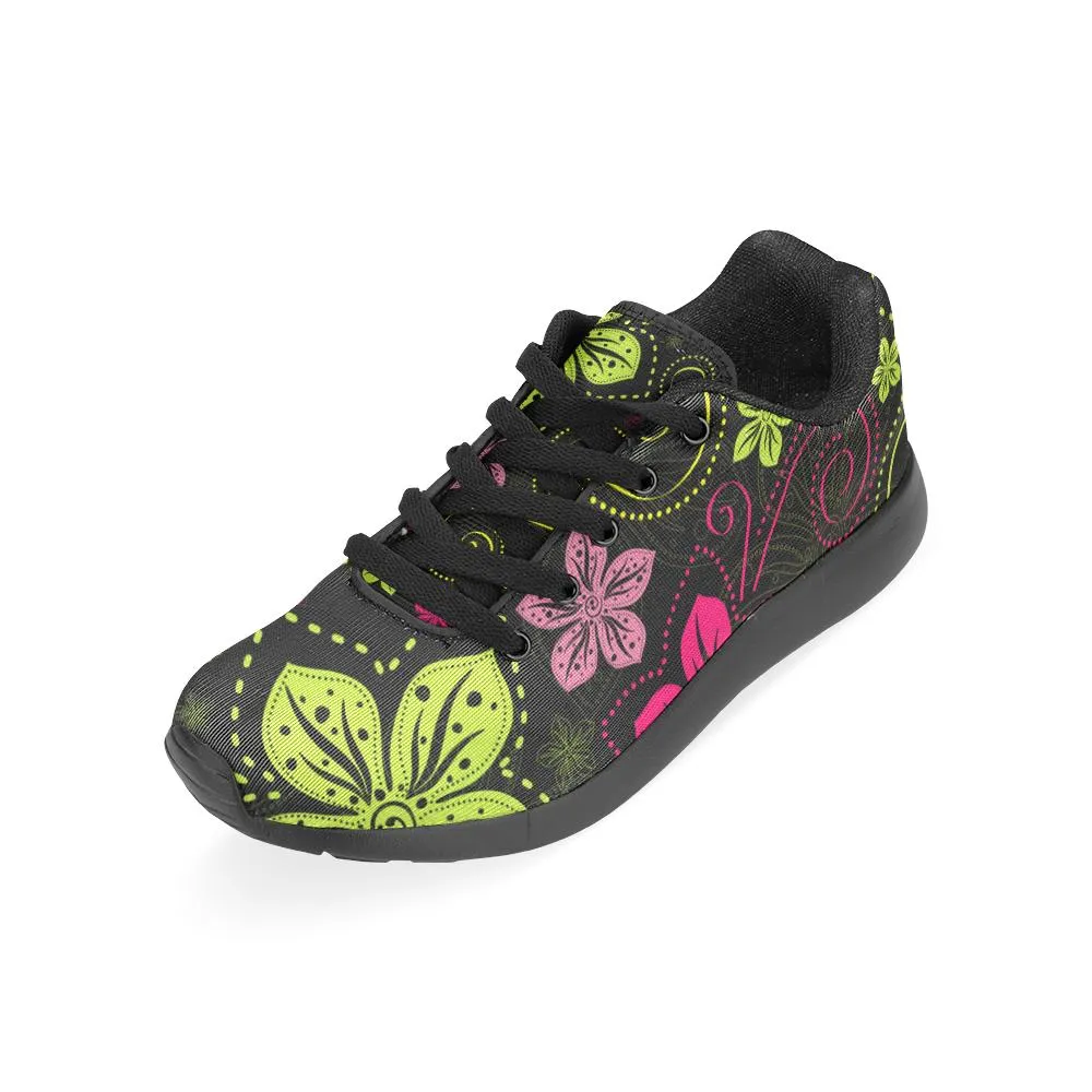 Zenzzle black floral pattern Women's Running shoes Casual Lightweight Athletic Sneakers US size 6-15