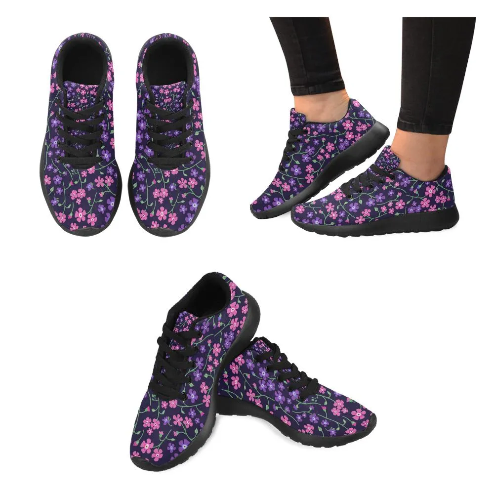 Zenzzle Small flowers violets pattern print on Women's Running shoes Casual Lightweight Athletic Sneakers US size 6-15